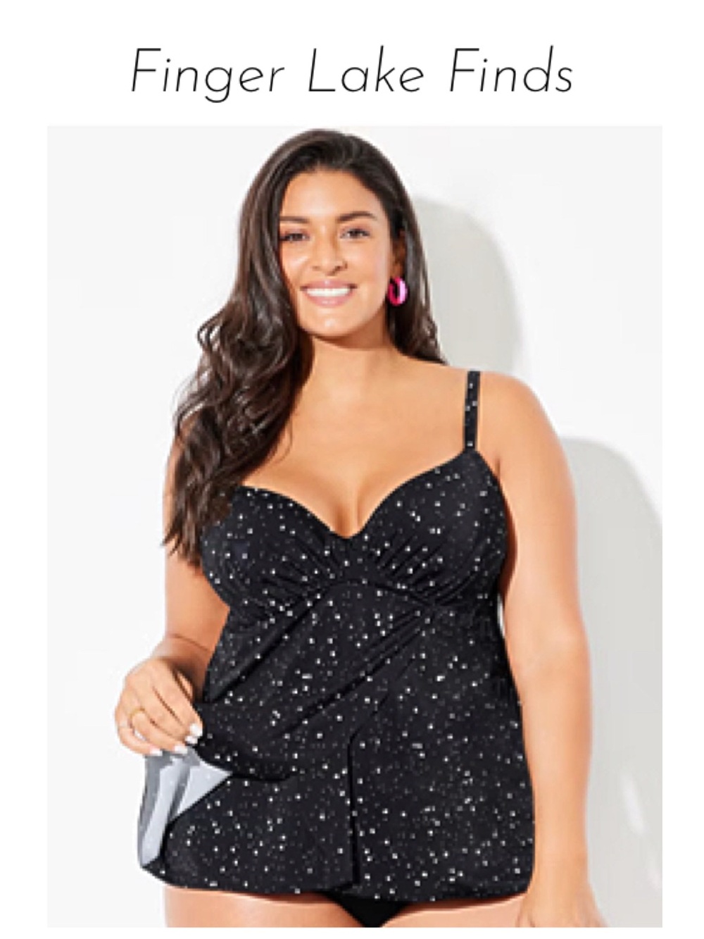 Swimsuits For All Faux Flyaway Starry Night Tankini Top, 46G